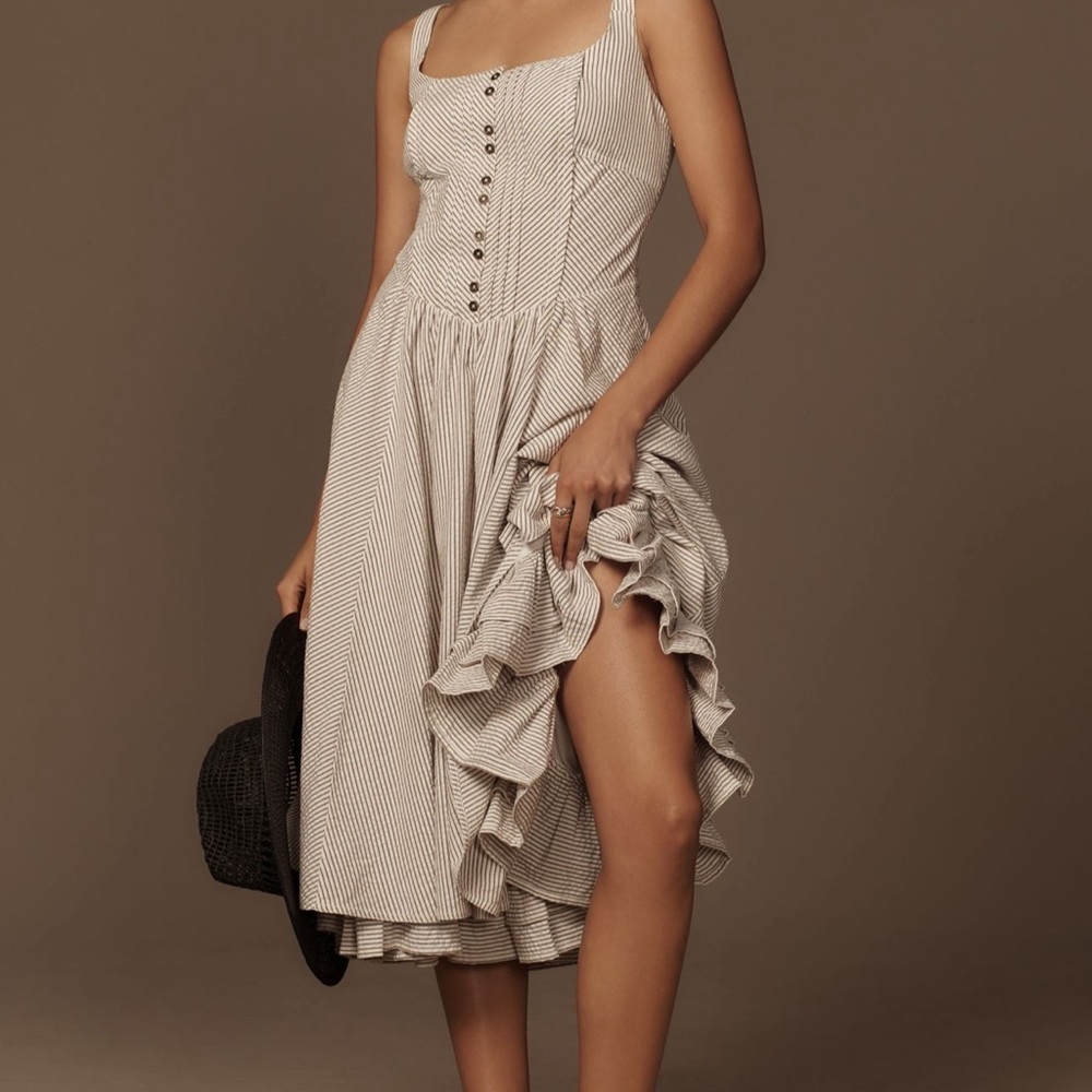 PILCRO By Anthropologie The Jenna Drop-Waist Midi Dress Women's Size XL